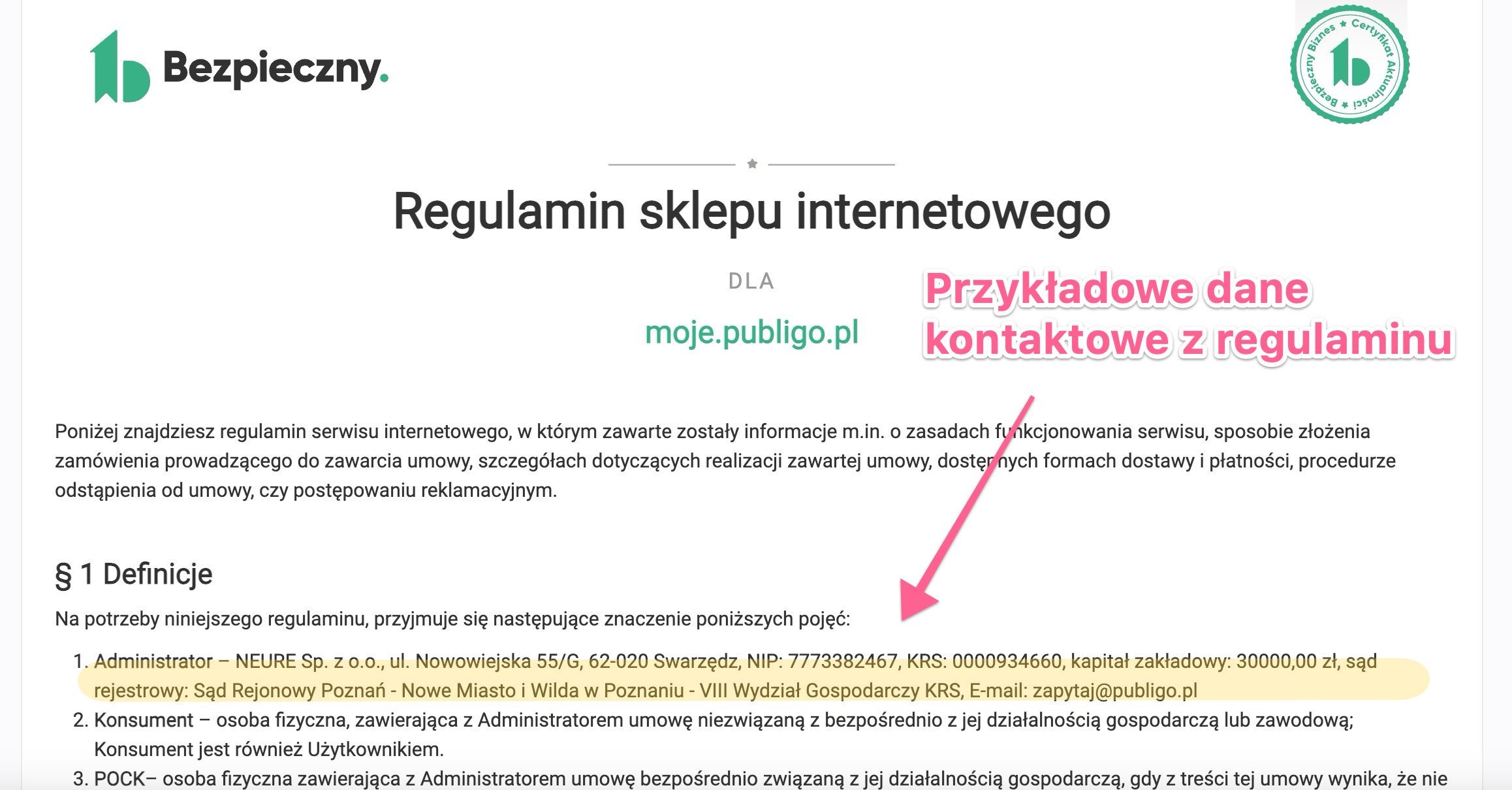 Publigo (WP Idea) - logowanie, dane kontaktowe z regulaminu