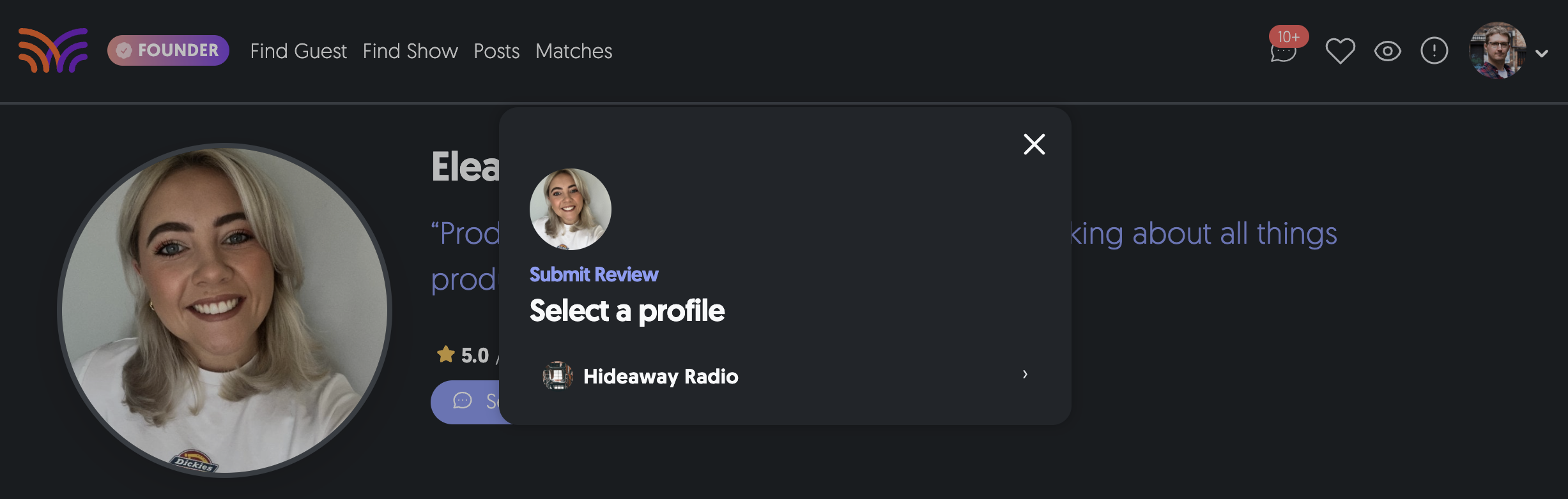 Choose which of your profiles you want to use to leave the review.