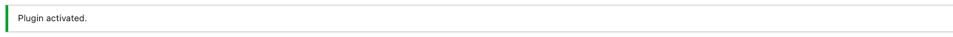 [screenshot: plugin activated confirmation message]
