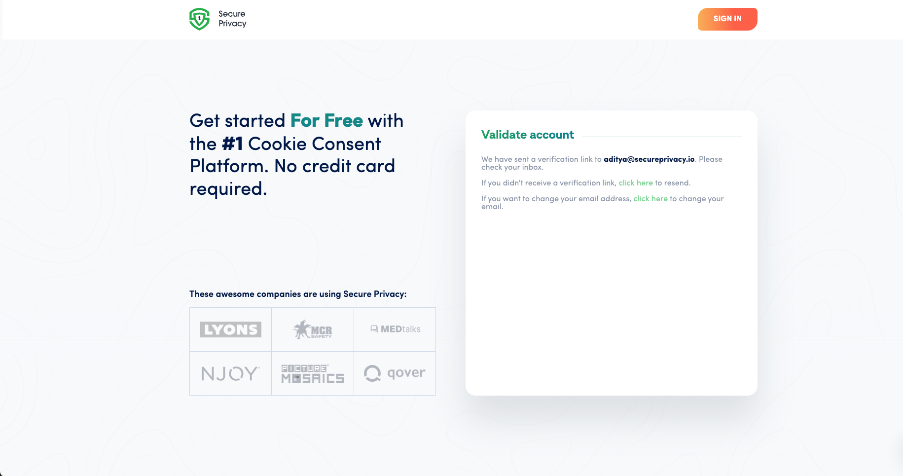[screenshot: email activation screen]