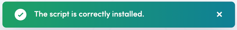 [screenshot: toast notification confirming successful installation]